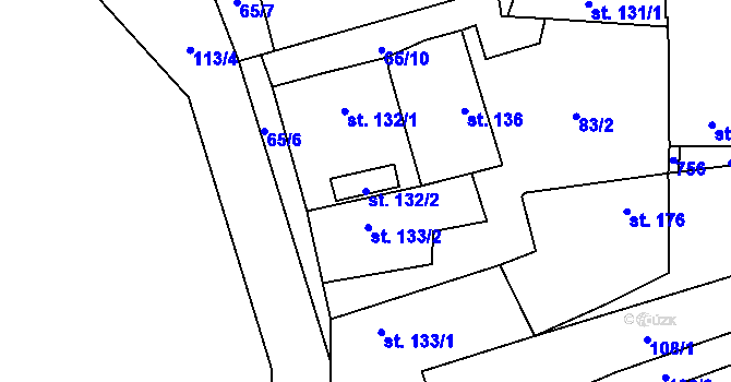 Parcela st. 132/2 v KÚ Veltruby, Katastrální mapa