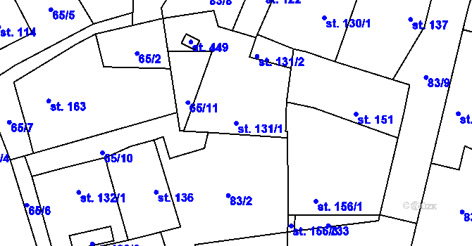 Parcela st. 131/1 v KÚ Veltruby, Katastrální mapa
