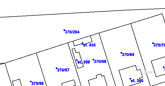 Parcela st. 455 v KÚ Veltruby, Katastrální mapa