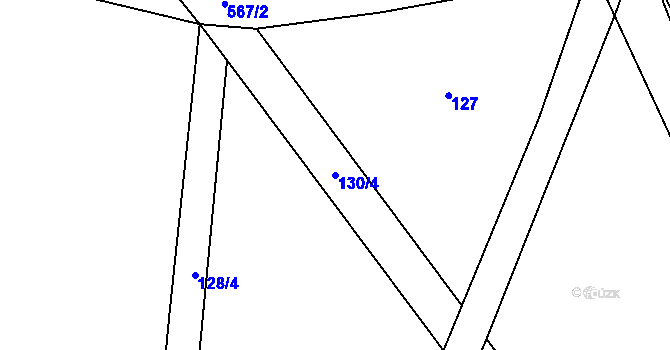 Parcela st. 130/4 v KÚ Veltruby, Katastrální mapa