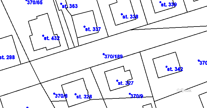 Parcela st. 370/189 v KÚ Veltruby, Katastrální mapa