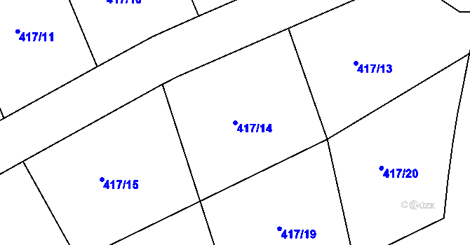 Parcela st. 417/14 v KÚ Veltruby, Katastrální mapa