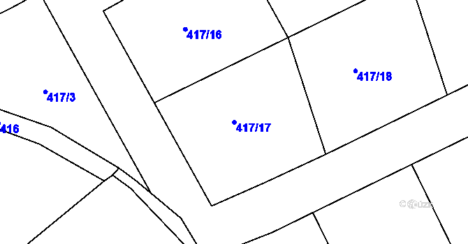 Parcela st. 417/17 v KÚ Veltruby, Katastrální mapa