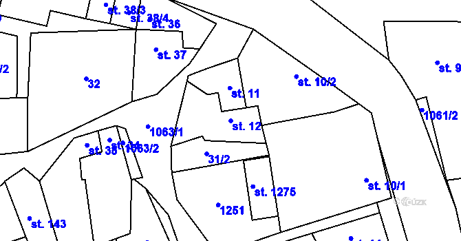 Parcela st. 12 v KÚ Veltrusy, Katastrální mapa