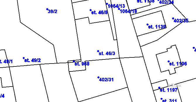 Parcela st. 46/3 v KÚ Veltrusy, Katastrální mapa