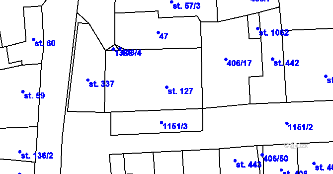 Parcela st. 127 v KÚ Veltrusy, Katastrální mapa