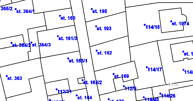 Parcela st. 162 v KÚ Veltrusy, Katastrální mapa