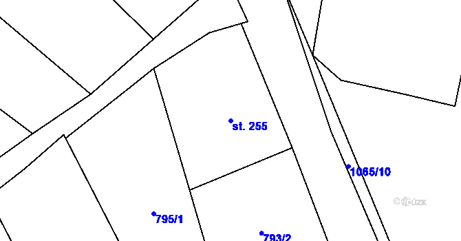 Parcela st. 255 v KÚ Veltrusy, Katastrální mapa