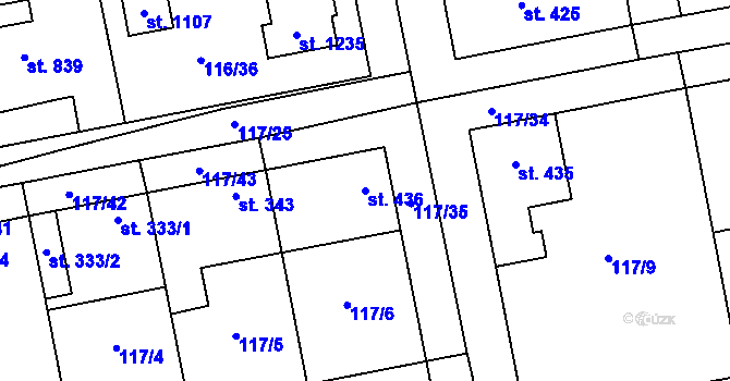 Parcela st. 436 v KÚ Veltrusy, Katastrální mapa