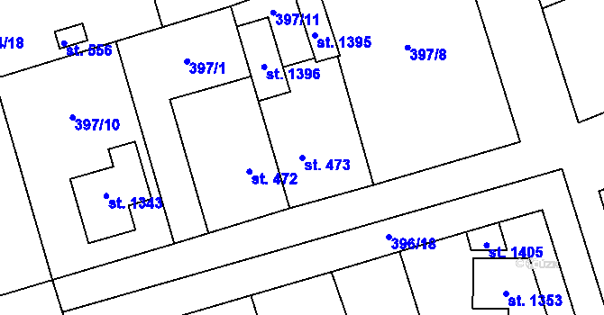 Parcela st. 473 v KÚ Veltrusy, Katastrální mapa