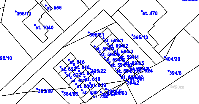 Parcela st. 594/8 v KÚ Veltrusy, Katastrální mapa