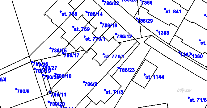 Parcela st. 771/1 v KÚ Veltrusy, Katastrální mapa