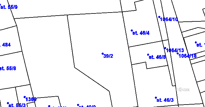 Parcela st. 39/2 v KÚ Veltrusy, Katastrální mapa