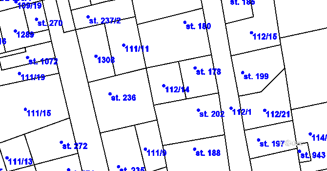 Parcela st. 112/14 v KÚ Veltrusy, Katastrální mapa