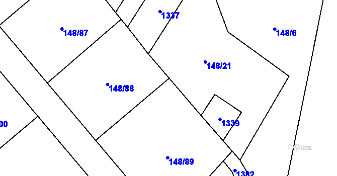 Parcela st. 148/22 v KÚ Veltrusy, Katastrální mapa