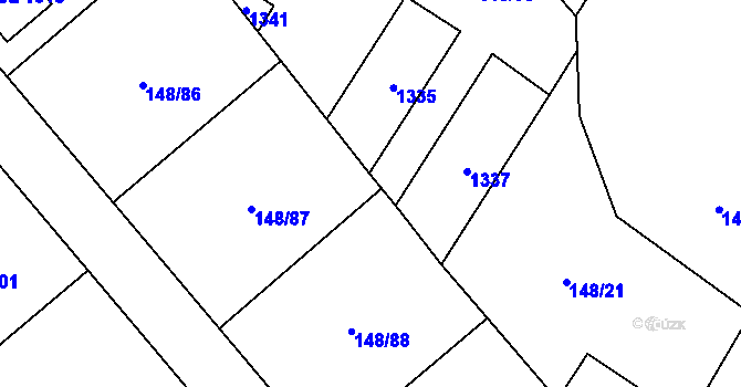 Parcela st. 148/32 v KÚ Veltrusy, Katastrální mapa