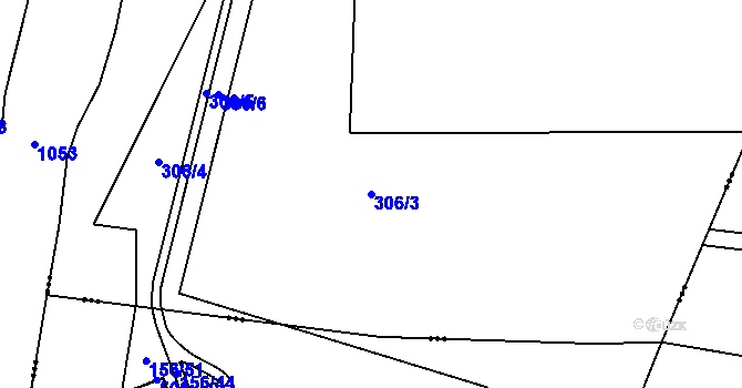 Parcela st. 306/3 v KÚ Veltrusy, Katastrální mapa
