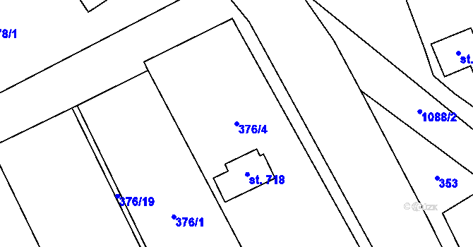 Parcela st. 376/4 v KÚ Veltrusy, Katastrální mapa