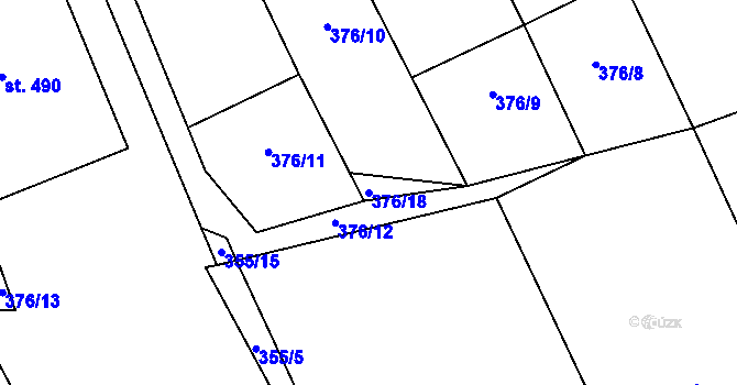 Parcela st. 376/18 v KÚ Veltrusy, Katastrální mapa