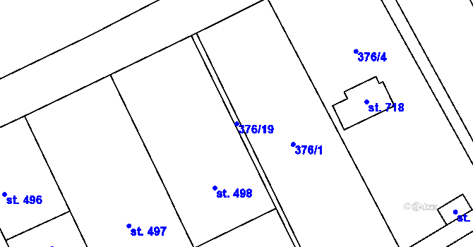 Parcela st. 376/19 v KÚ Veltrusy, Katastrální mapa