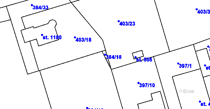Parcela st. 384/18 v KÚ Veltrusy, Katastrální mapa