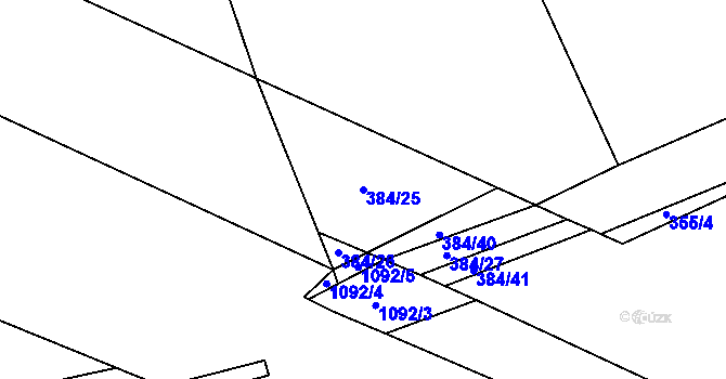 Parcela st. 384/25 v KÚ Veltrusy, Katastrální mapa