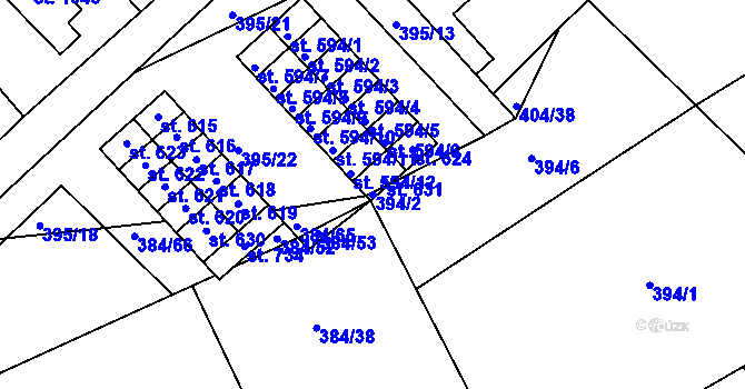 Parcela st. 394/2 v KÚ Veltrusy, Katastrální mapa