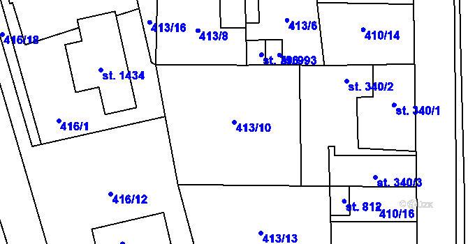 Parcela st. 413/10 v KÚ Veltrusy, Katastrální mapa