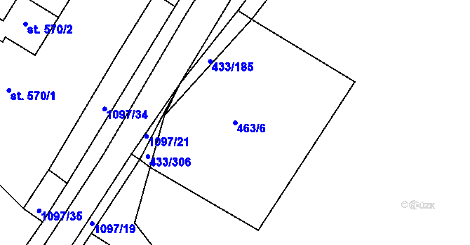 Parcela st. 463/6 v KÚ Veltrusy, Katastrální mapa