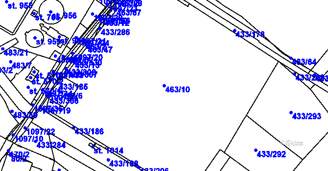 Parcela st. 463/10 v KÚ Veltrusy, Katastrální mapa