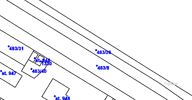 Parcela st. 483/26 v KÚ Veltrusy, Katastrální mapa
