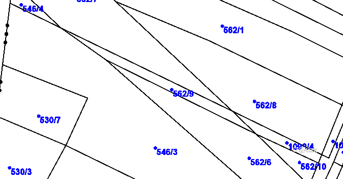 Parcela st. 562/9 v KÚ Veltrusy, Katastrální mapa