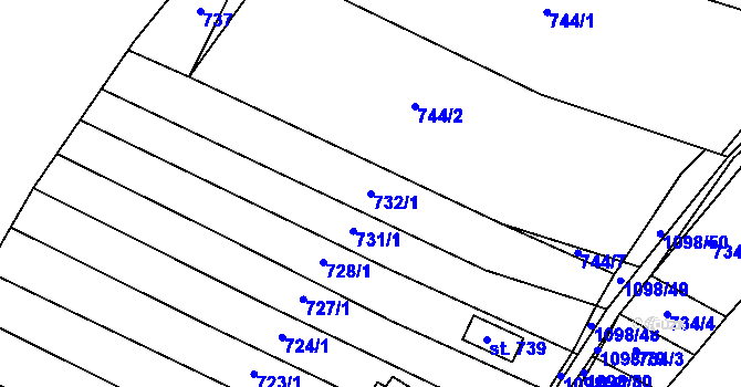 Parcela st. 732/1 v KÚ Veltrusy, Katastrální mapa