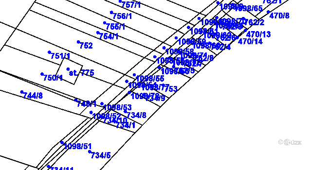 Parcela st. 753 v KÚ Veltrusy, Katastrální mapa