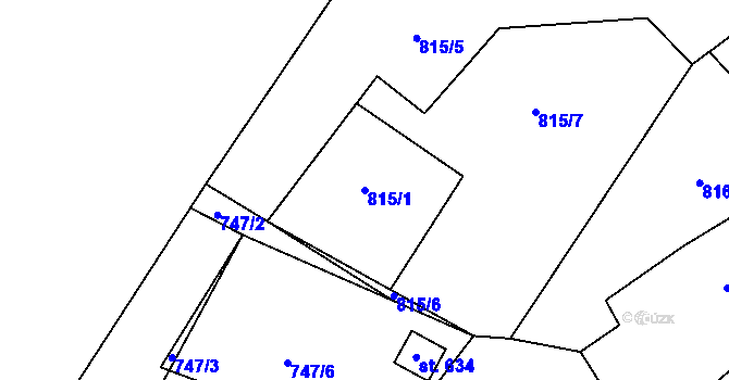 Parcela st. 815/1 v KÚ Veltrusy, Katastrální mapa