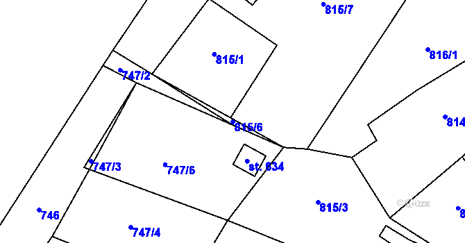 Parcela st. 815/6 v KÚ Veltrusy, Katastrální mapa