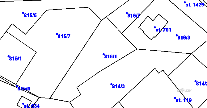 Parcela st. 816/1 v KÚ Veltrusy, Katastrální mapa