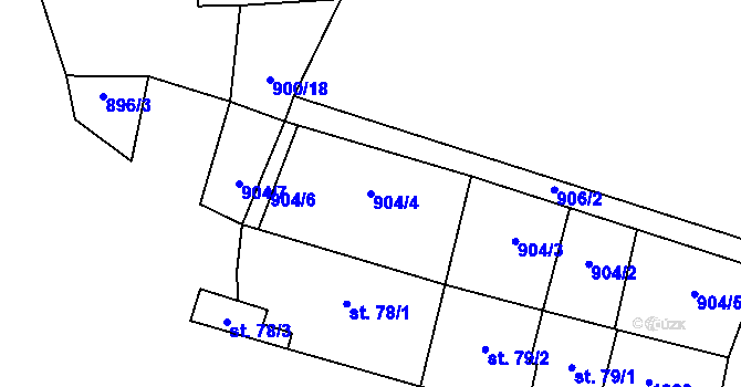 Parcela st. 904/4 v KÚ Veltrusy, Katastrální mapa