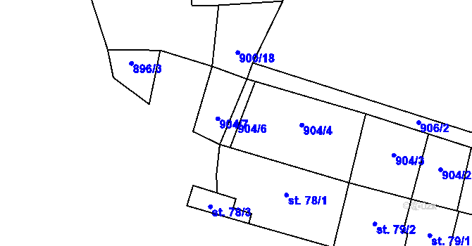 Parcela st. 904/6 v KÚ Veltrusy, Katastrální mapa
