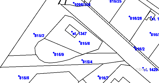Parcela st. 815/8 v KÚ Veltrusy, Katastrální mapa