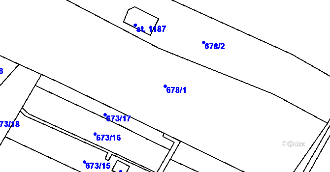 Parcela st. 678/1 v KÚ Veltrusy, Katastrální mapa