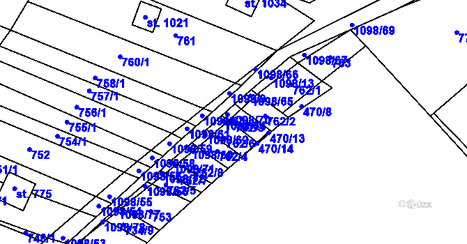 Parcela st. 762/3 v KÚ Veltrusy, Katastrální mapa