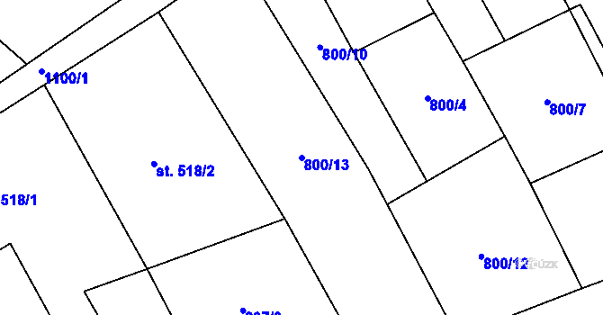 Parcela st. 800/13 v KÚ Veltrusy, Katastrální mapa