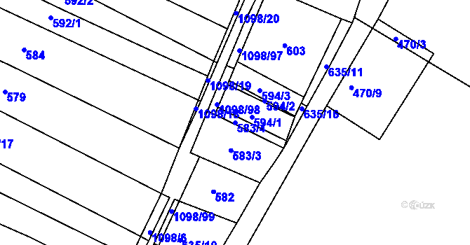 Parcela st. 583/4 v KÚ Veltrusy, Katastrální mapa