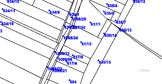 Parcela st. 617/2 v KÚ Veltrusy, Katastrální mapa
