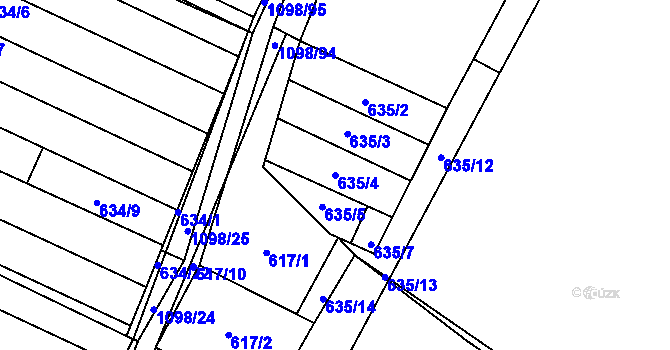 Parcela st. 635/4 v KÚ Veltrusy, Katastrální mapa