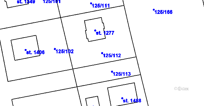 Parcela st. 125/112 v KÚ Veltrusy, Katastrální mapa