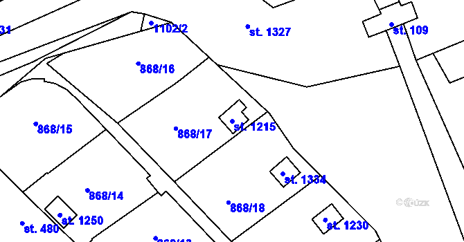 Parcela st. 1215 v KÚ Veltrusy, Katastrální mapa
