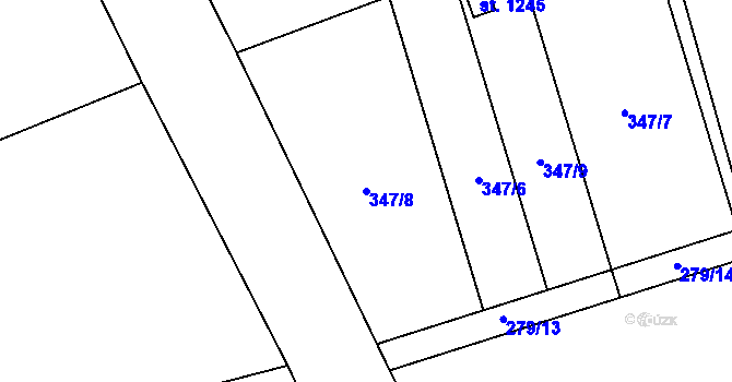 Parcela st. 347/8 v KÚ Veltrusy, Katastrální mapa