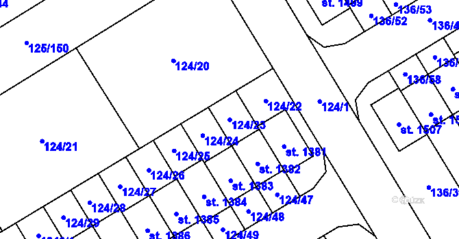Parcela st. 124/23 v KÚ Veltrusy, Katastrální mapa